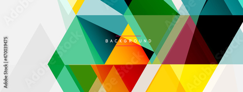 Color triangles composition, geometric abstract background. Techno or business concept, pattern for wallpaper, banner, background, landing page
