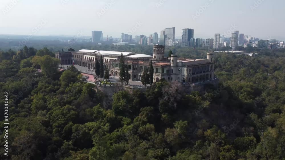 Aerial side view of the Chapultepec Castle Aerial side view of the Chapultepec Castle
