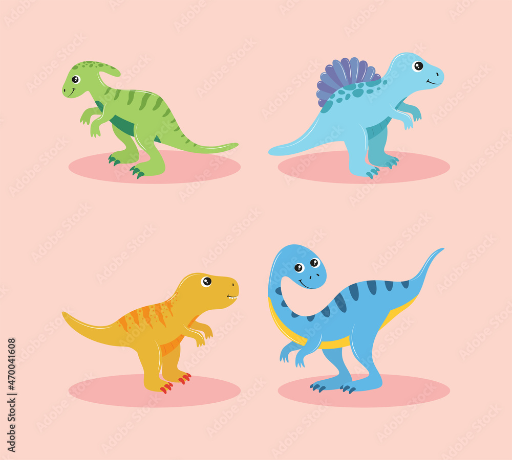 Fototapeta premium icons set dinosaurs