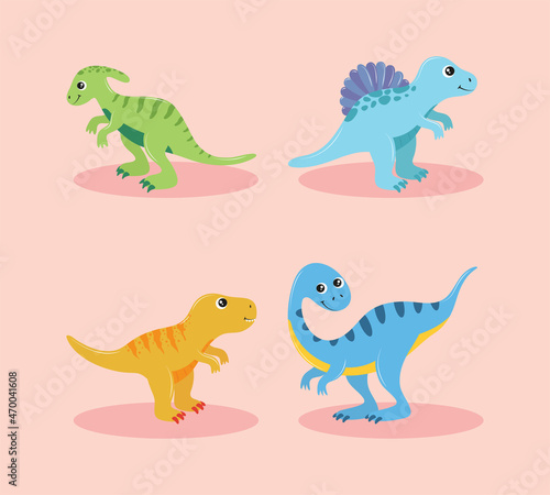 icons set dinosaurs