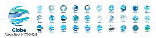 A set of vector logos of the Globe on a white background