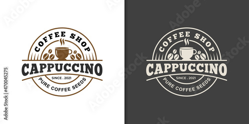 business coffee shop fresh drink cappuccino badge logo template