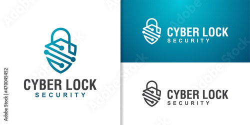 cyber internet online security logo design vector template