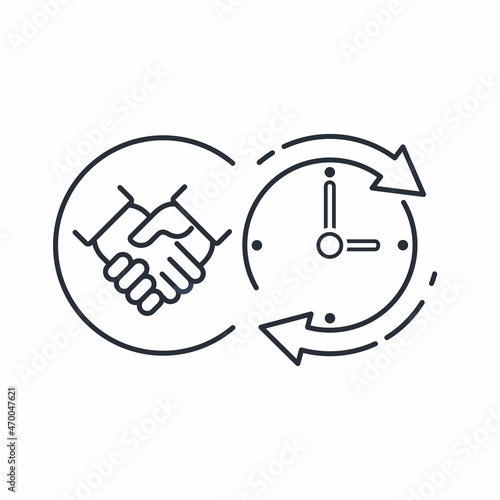 Temporary agreement,  contract. Vector linear icon isolated on white background.