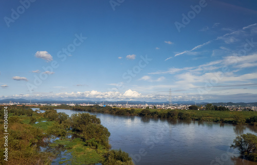 Landscapes of rural Japan with river in central Honshu. Honshu. Japan