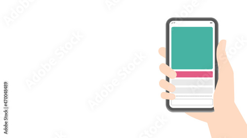 接種証明書アプリとスマートフォンの素材：スマホでアプリを使う人の手と接種証明書の画面
