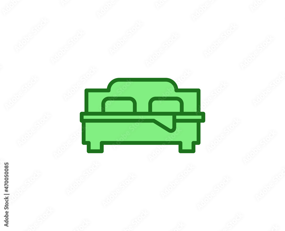 Bed flat icon. Single high quality outline symbol for web design or mobile app. House thin line signs for design logo, visit card, etc. Outline pictogram EPS10 Bed flat icon. Single high quality outline symbol for web design or mobile app. House thin line signs for design logo, visit card, etc. Outline pictogram EPS10