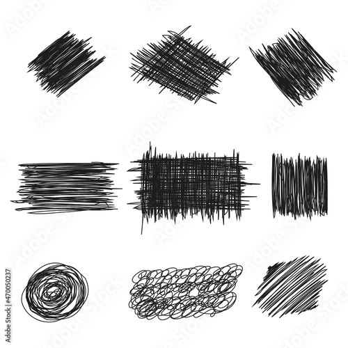 Set of hand drawn scribble symbols