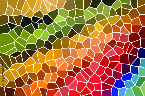 Multicolor Broken Stained Glass Background with White lines 