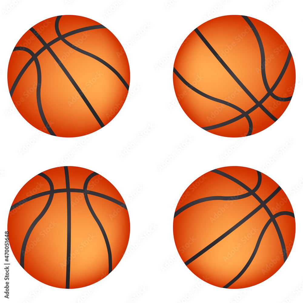 Basketball set, icon, stock vector, logo isolated on a white background. Illustration
