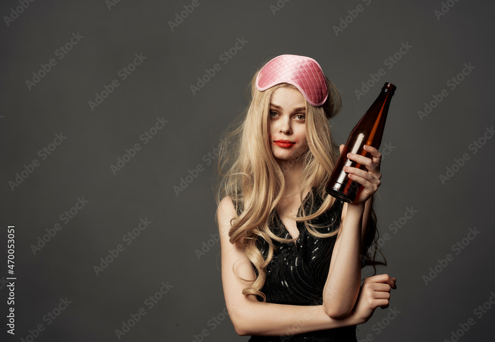 pretty woman fun emotions Red lipstick alcohol isolated background