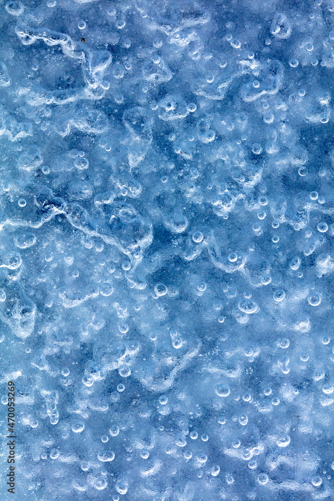 Blue crystals of snow and ice as an abstract background.