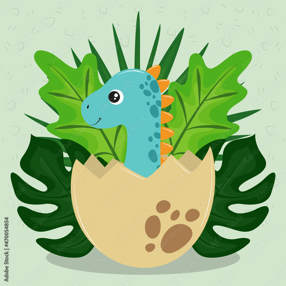 Obraz premium dinosaur in egg shell cartoon