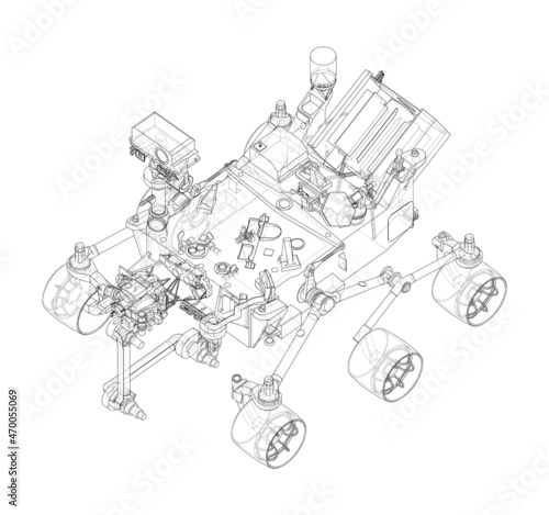 Mars Rover. Vector rendering of 3d