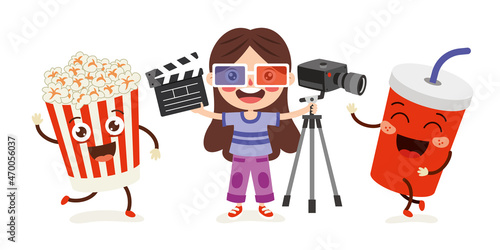 Cinema Concept With Cartoon Character