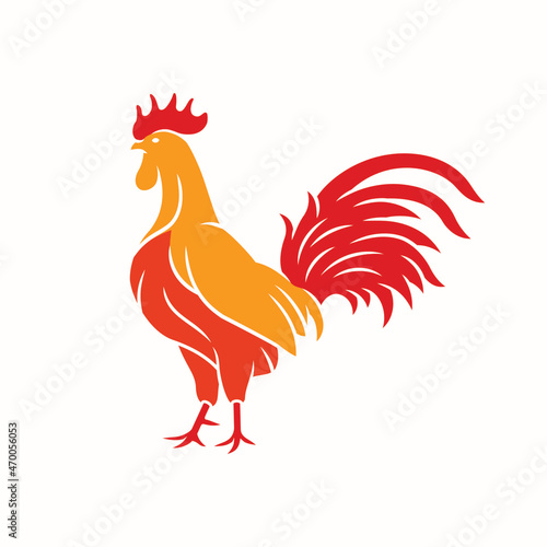Rooster element template logo design.