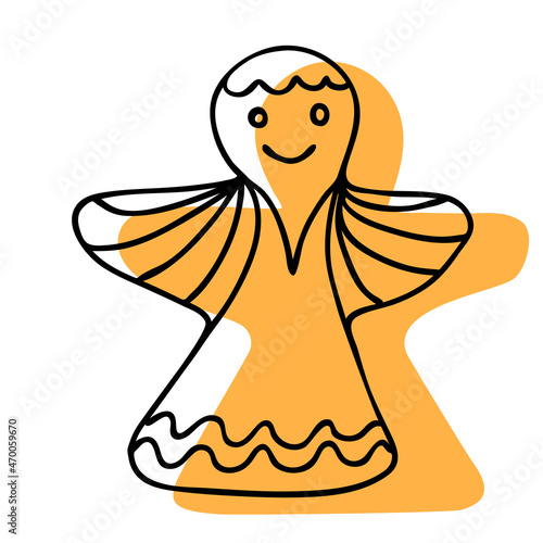 Christmas Gingerbread man Doodle Vector. Hand-drawn Gingerbread Man traditional Christmas.