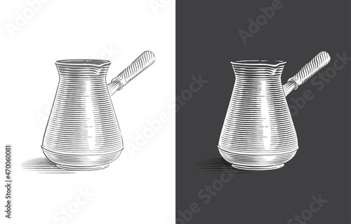 coffee cezve Hand drawing sketch engraving illustration style