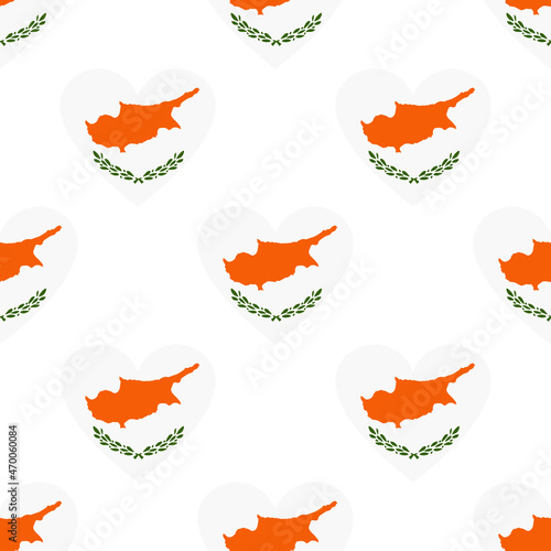 Cyprus flag independence day seamless pattern. Patriotic country flag background. Cyprus flag in the shape of heart. Vector seamless pattern.