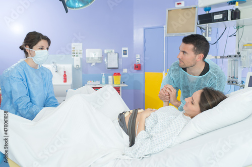 Woman in labour in hospital