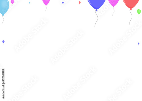 Yellow Air Background White Vector. Baloon Decoration Frame. Red Sphere. Green Helium. Surprise Fly Template.