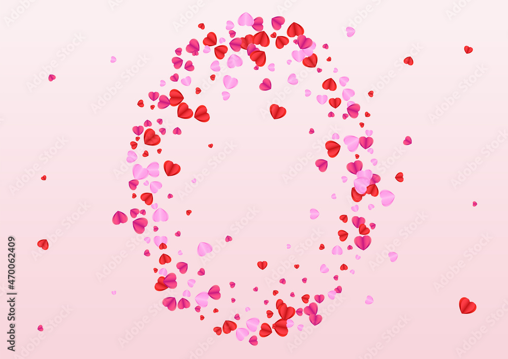 Tender Heart Background Pink Vector. Celebration Backdrop Confetti. Pinkish Cut Frame. Fond Confetti Romantic Texture. Purple Color Pattern.