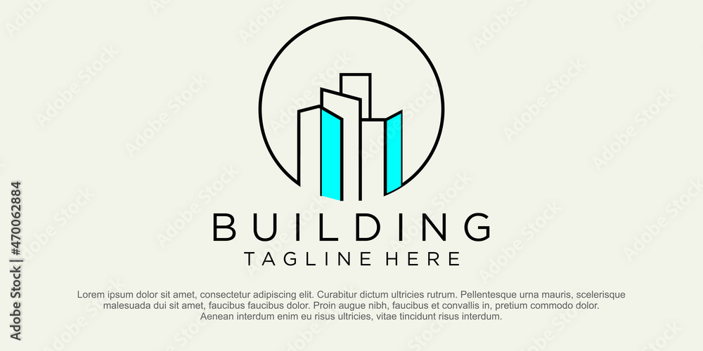 Building logo illustration vector graphic design in line art style Building logo illustration vector graphic design in line art style