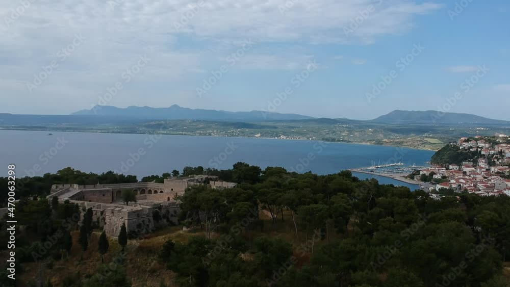 Aerial view of the beautiful seaside city of Pylos located in western Messenia in Peloponnese, Greece Aerial view of the beautiful seaside city of Pylos located in western Messenia in Peloponnese, Greece