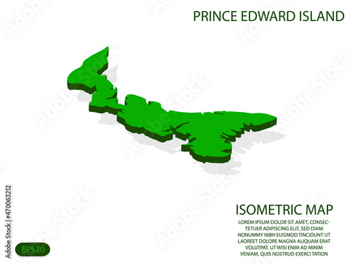 Green isometric map of Prince Edward Island elements white background for concept map easy to edit and customize. eps 10