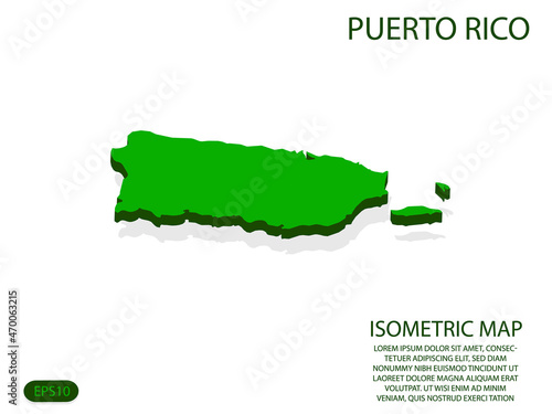 Green isometric map of Puerto Rico elements white background for concept map easy to edit and customize. eps 10