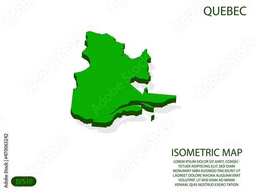 Green isometric map of Quebec elements white background for concept map easy to edit and customize. eps 10