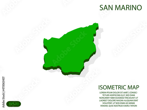 Green isometric map of San Marino elements white background for concept map easy to edit and customize. eps 10