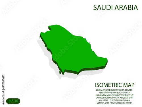 Green isometric map of Saudi Arabia elements white background for concept map easy to edit and customize. eps 10