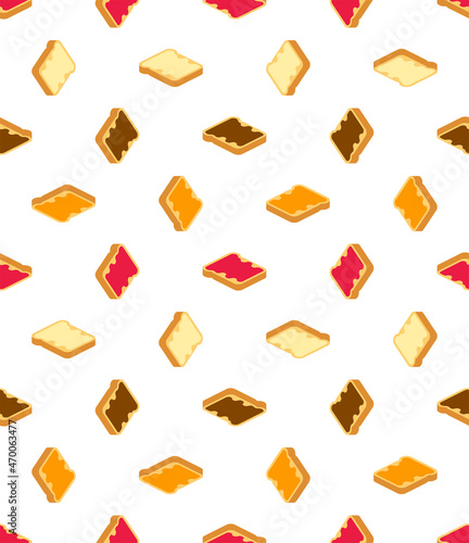 Toast with jam pattern seamless. Food background