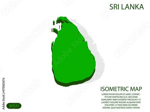 Green isometric map of Sri Lanka elements white background for concept map easy to edit and customize. eps 10
