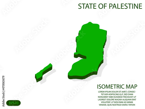 Green isometric map of State of Palestine elements white background for concept map easy to edit and customize. eps 10