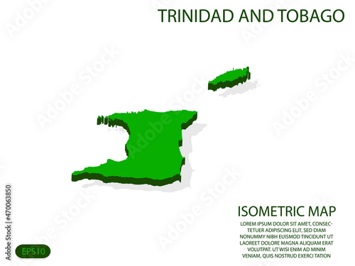 Green isometric map of Trinidad and Tobago elements white background for concept map easy to edit and customize. eps 10