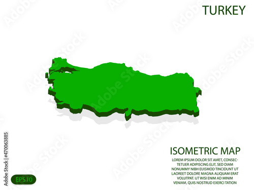Green isometric map of Turkey elements white background for concept map easy to edit and customize. eps 10