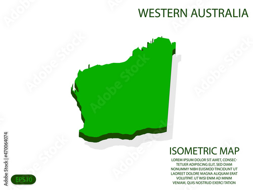 Green isometric map of Western Australia elements white background for concept map easy to edit and customize. eps 10