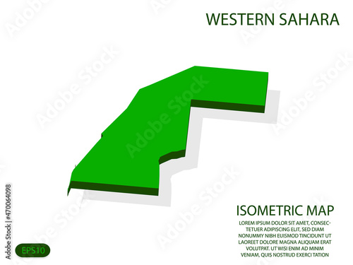 Green isometric map of Western Sahara elements white background for concept map easy to edit and customize. eps 10
