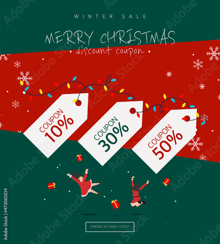 Christmas character shopping coupon template. 
