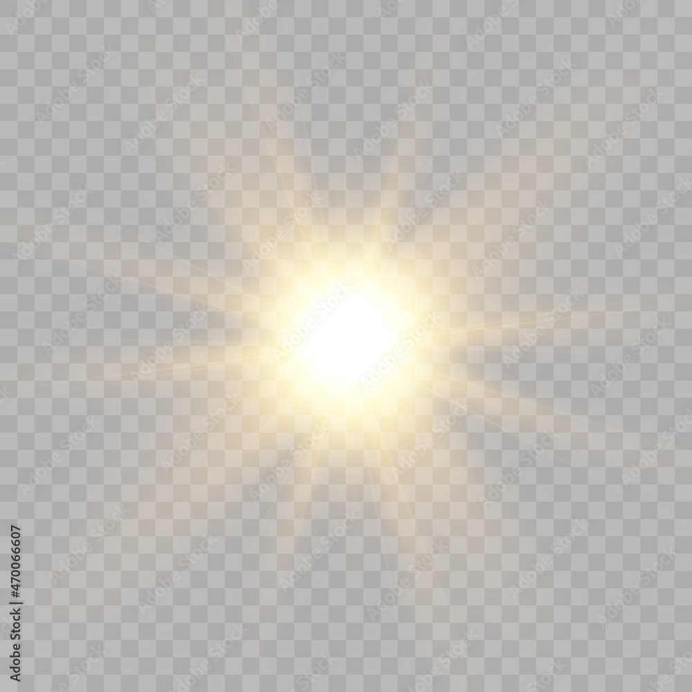 Warm sun on a transparent background. Vector illustration. Warm sun on a transparent background. Vector illustration.