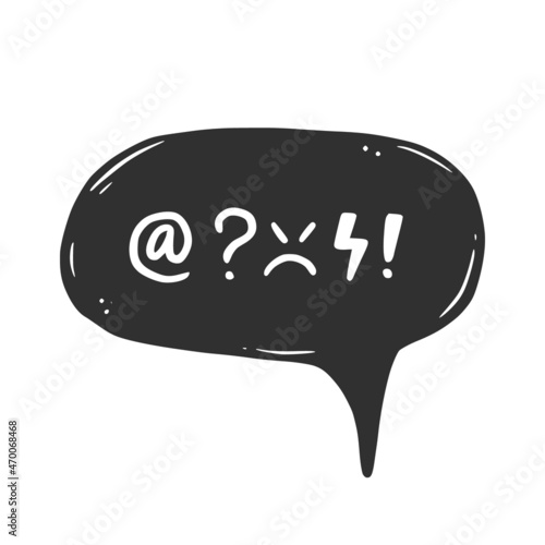 Swear word speech bubble. Curse, rude, swear word for angry, bad, negative expression. Hand drawn doodle sketch style. Vector illustration isolated on white background.