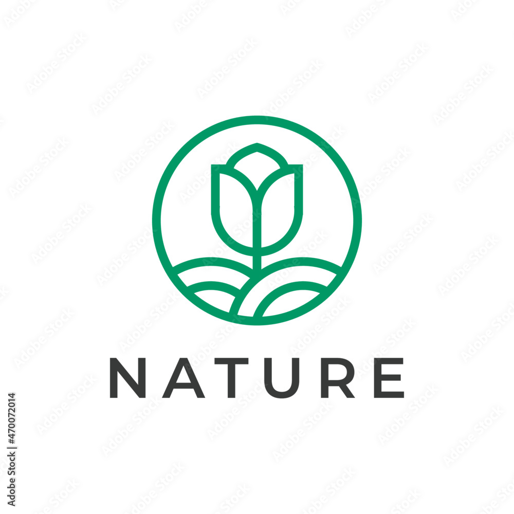 Minimalist nature logo with lotus flower Minimalist nature logo with lotus flower