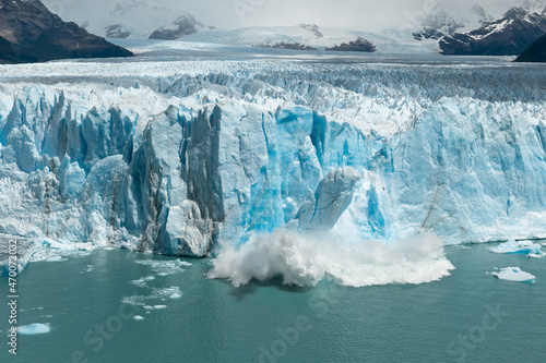 Large chunk of ice is breaking off the Perito Moreno Glacier, Los Glaciares National Park