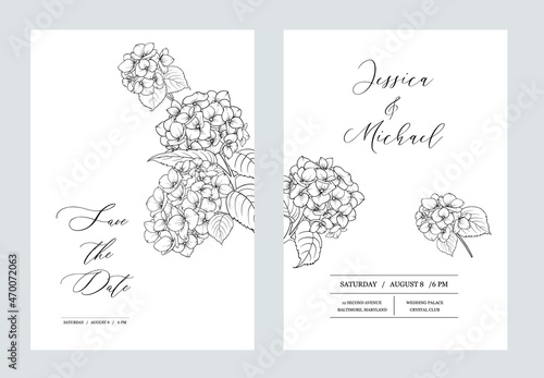 Floral invitation card. Wedding botanical template. photo