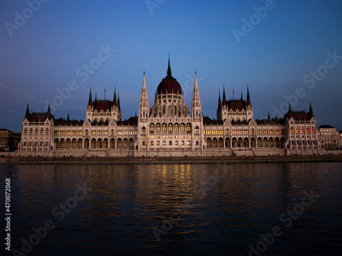 Hungarian Parliament Building in the evening