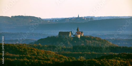 Heldburg Castle seen from Hildburghausen Bismarck Tower photo