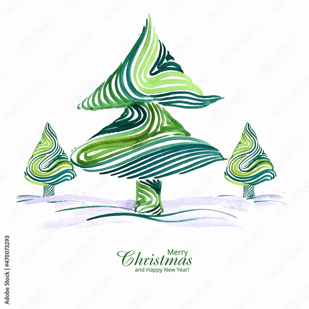 Obraz premium Beautiful artistic christmas line tree card background