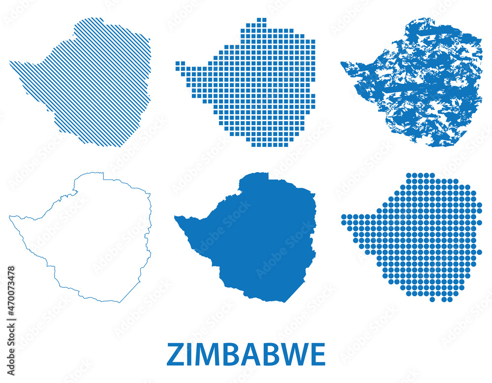 Republic of Zimbabwe - vector set of silhouettes in different patterns